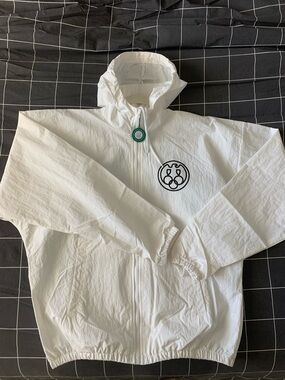 Yeezy White Zip-Up Hoodie Jacket with Black Logo
